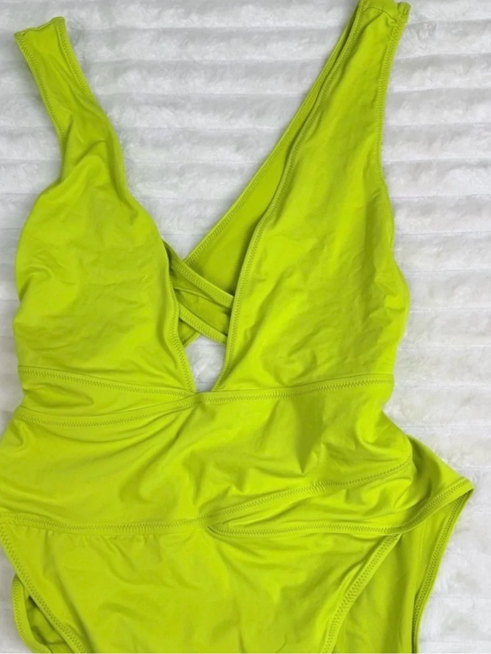 SKIMS Signature Swim Plunge Monokini Citrus 3X NWT Cutout